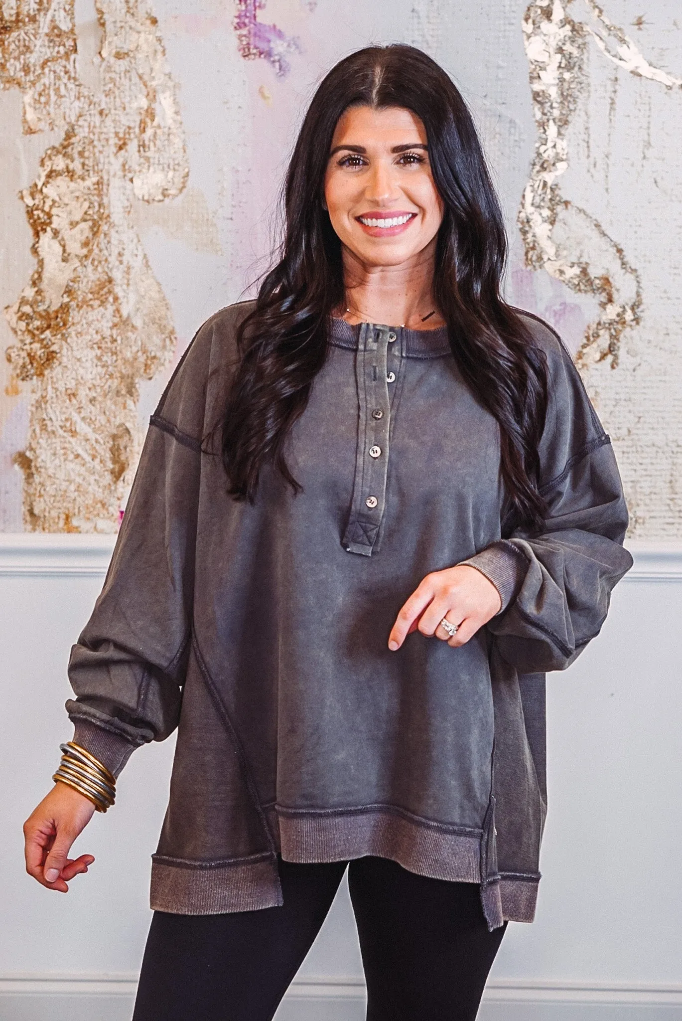 Stellar Weekend Washed Charcoal Pullover