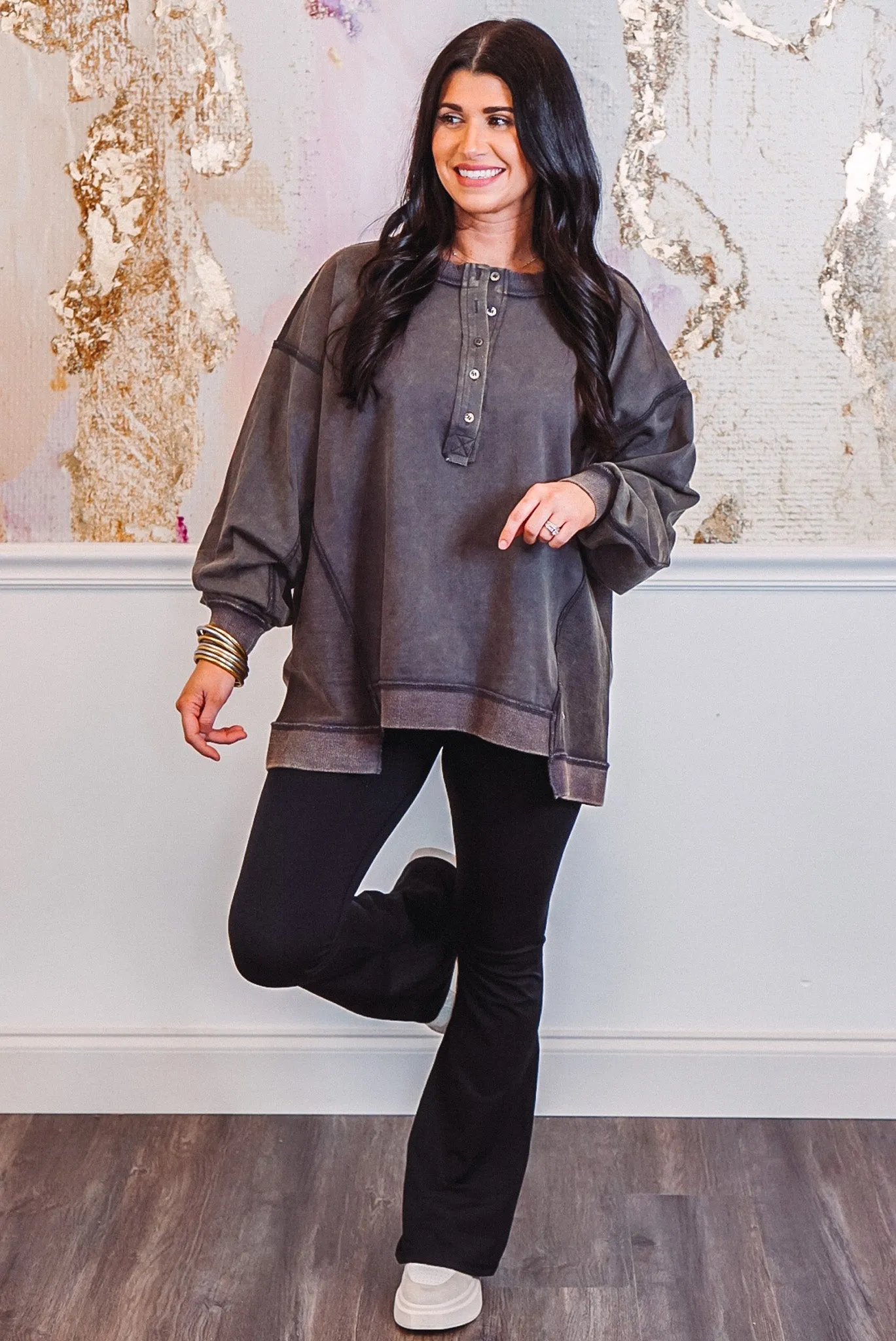 Stellar Weekend Washed Charcoal Pullover