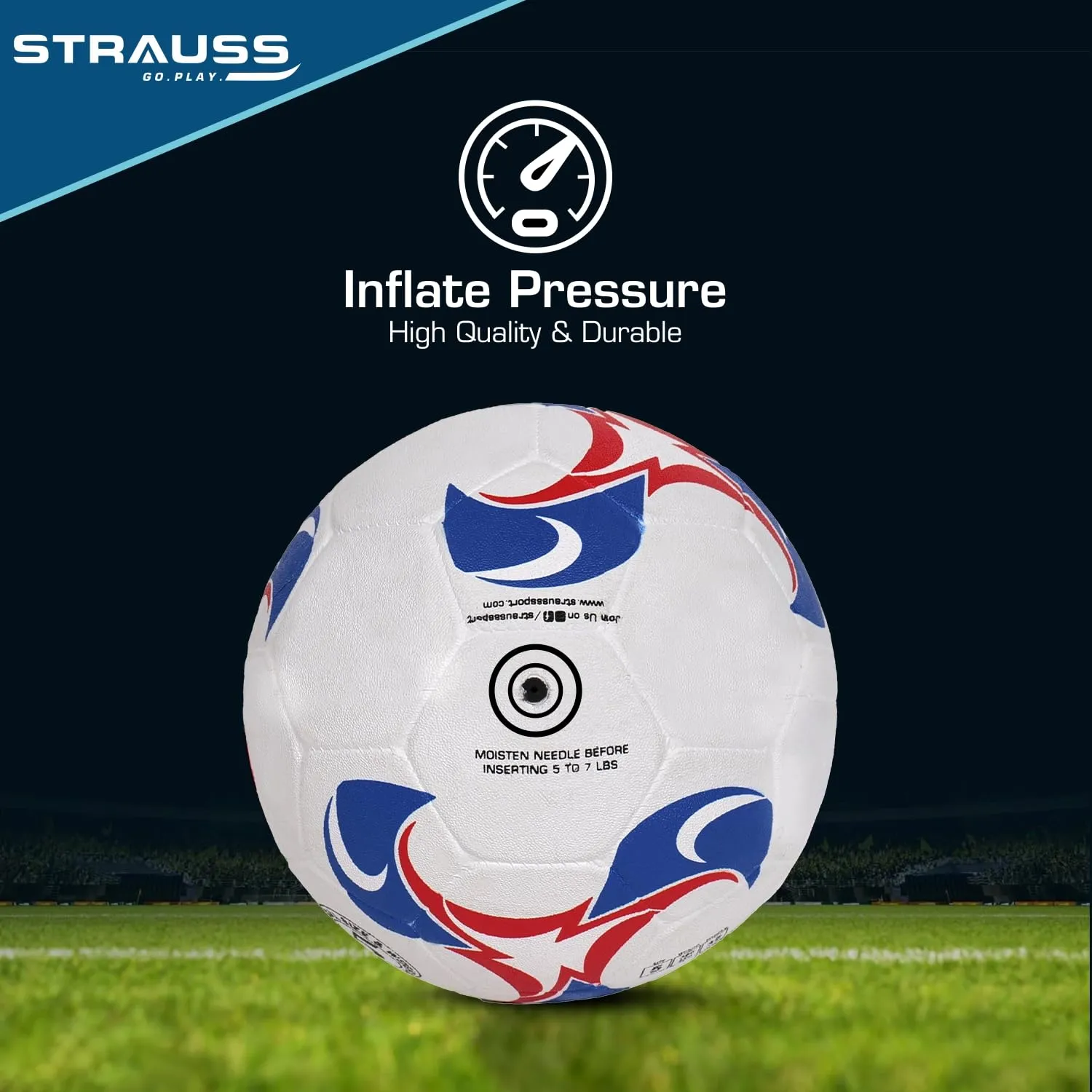 STRAUSS Goal Football, Rubberized Moulded, Suitable for Hard Ground Without Grass, Training Ball, Soccer Ball, Football for Men & Women, Size-5, White