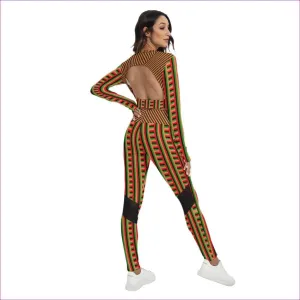 Striped Galore Women's Backless Top And Leggings Sports Set