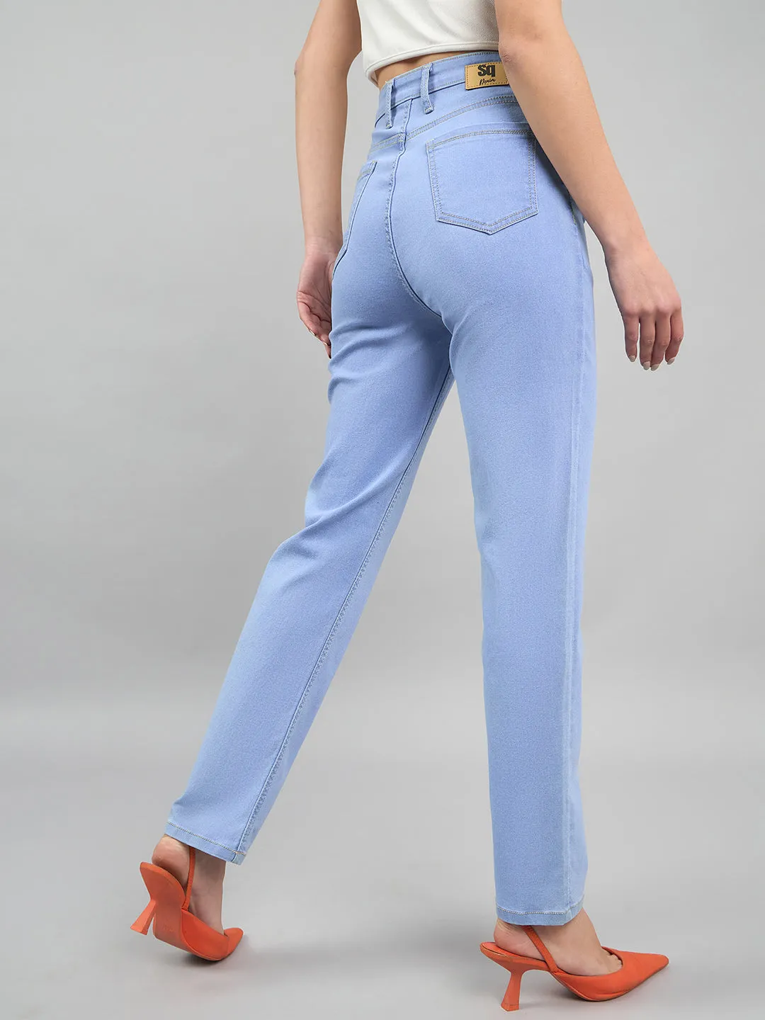 Style Quotient Women Light Blue Straight Fit High Rise Stretchable Jeans