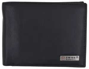 Swiss Marshall Mens Genuine Leather Passcase Bifold Wallet RFID Safe 2 ID Windows