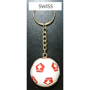 Swiss Soccer Ball Metal Key Chain