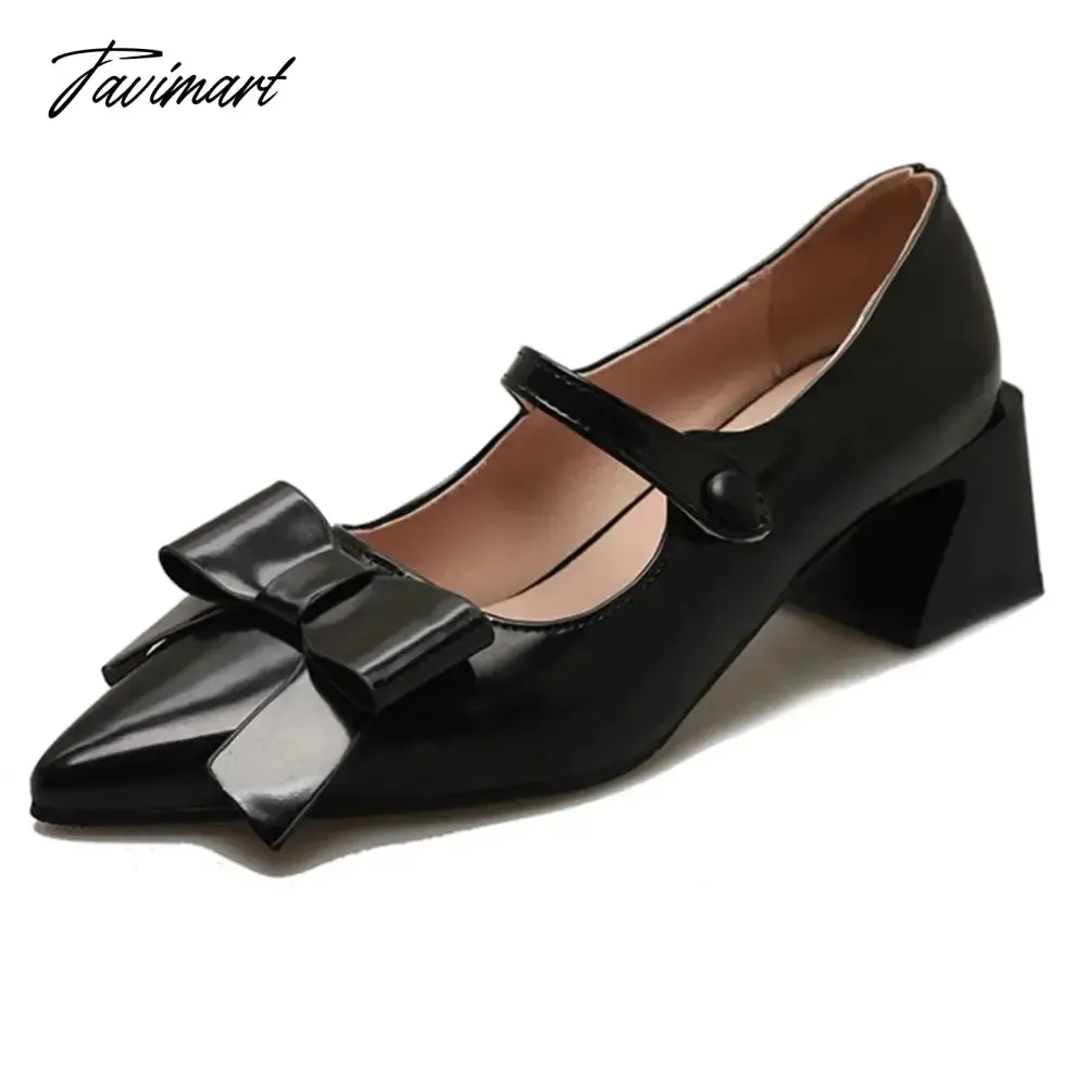 Tavimart Lapolaka New Chunky Heels Mary Janes Lolita Shoes Pumps Women's Sweety Butterfly-knot Decorate Shoes High Heeled Shoes For Women