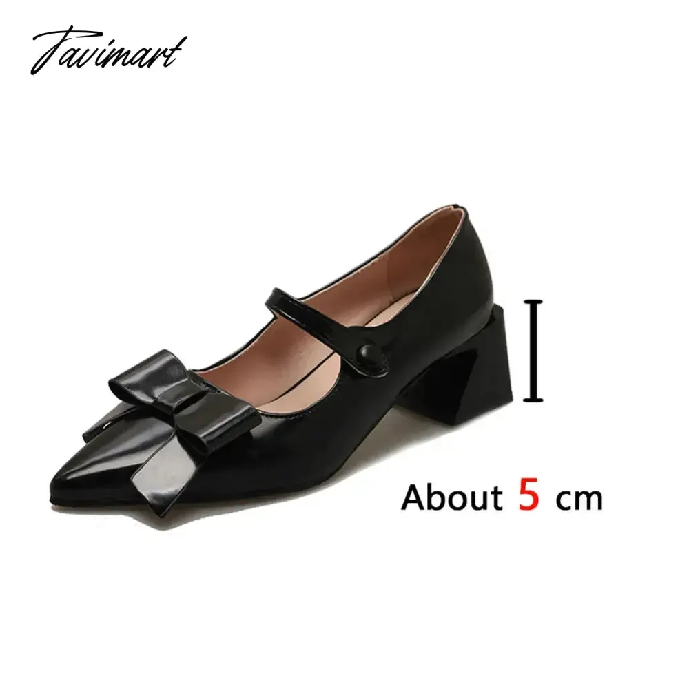 Tavimart Lapolaka New Chunky Heels Mary Janes Lolita Shoes Pumps Women's Sweety Butterfly-knot Decorate Shoes High Heeled Shoes For Women