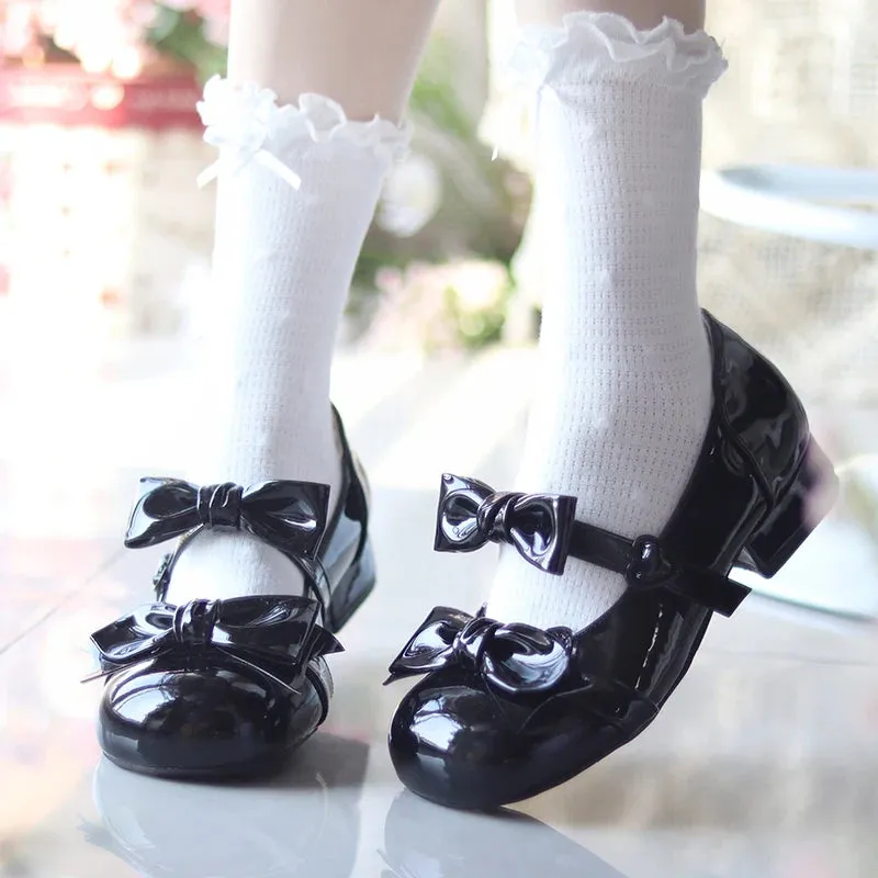 TAVIMART  -  Original Low Heel Round Toe Lolita Leather Shoes A Single Strap Japanese Cute Lo Shoes Sweet Girl Princess Tea Party Shoes