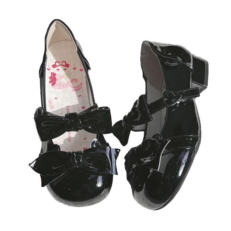 TAVIMART  -  Original Low Heel Round Toe Lolita Leather Shoes A Single Strap Japanese Cute Lo Shoes Sweet Girl Princess Tea Party Shoes