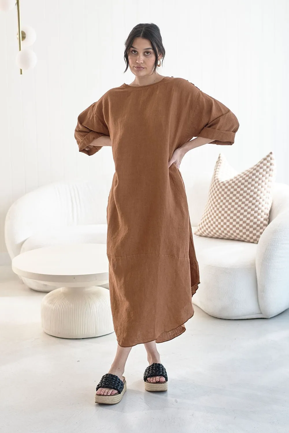 The Malle Linen Dress - Nutmeg