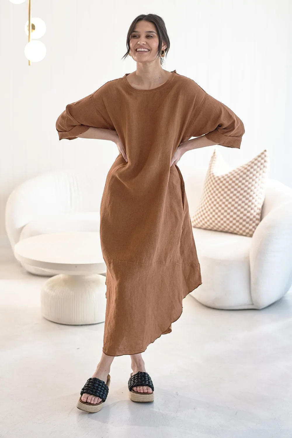 The Malle Linen Dress - Nutmeg