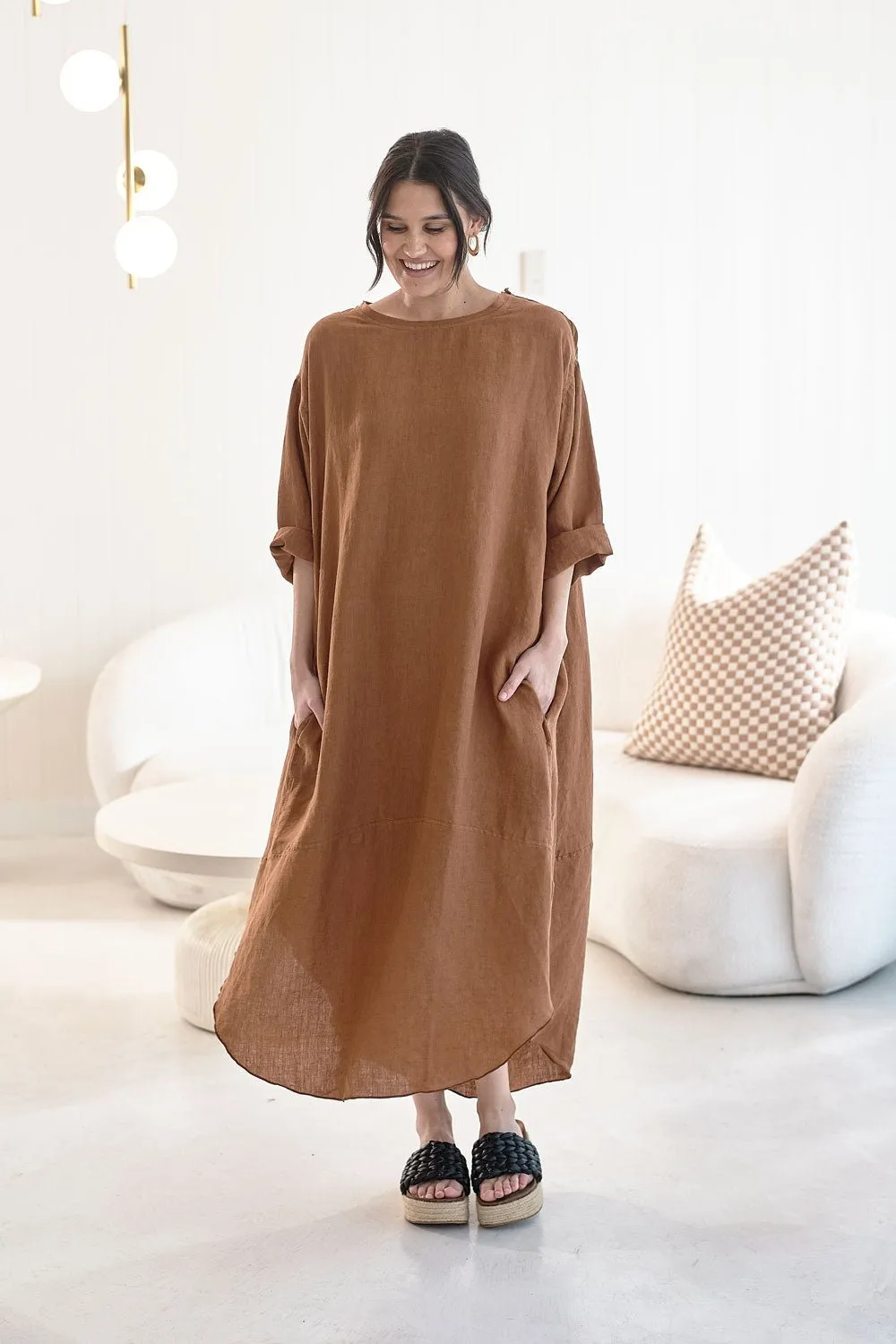 The Malle Linen Dress - Nutmeg