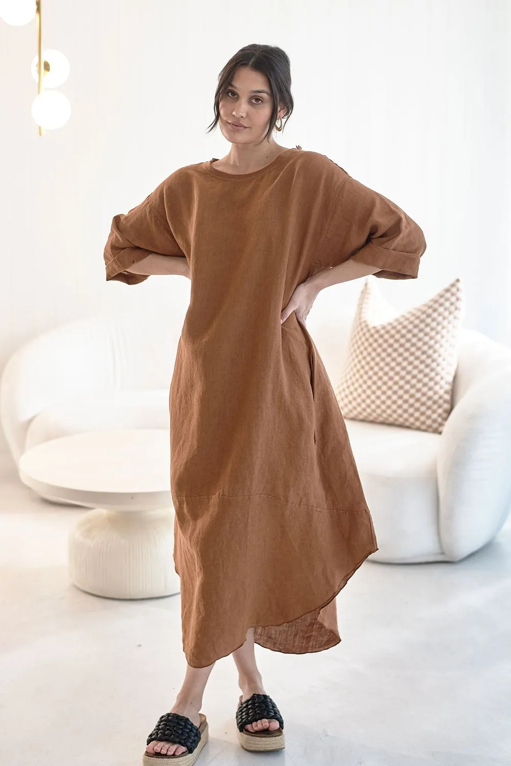 The Malle Linen Dress - Nutmeg