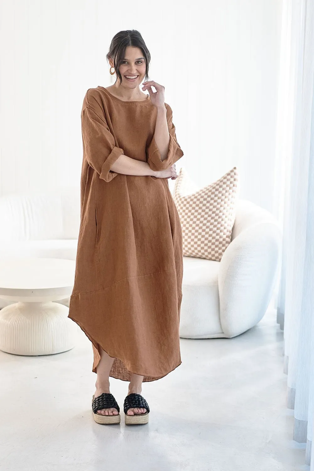 The Malle Linen Dress - Nutmeg