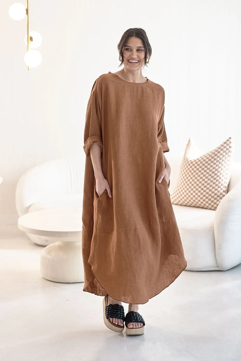 The Malle Linen Dress - Nutmeg