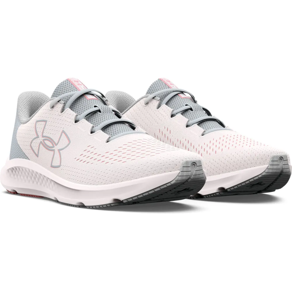 'Under Armour' Women's Charged Pursuit 3 Big Logo - White / Halo Gray / Pink Fizz