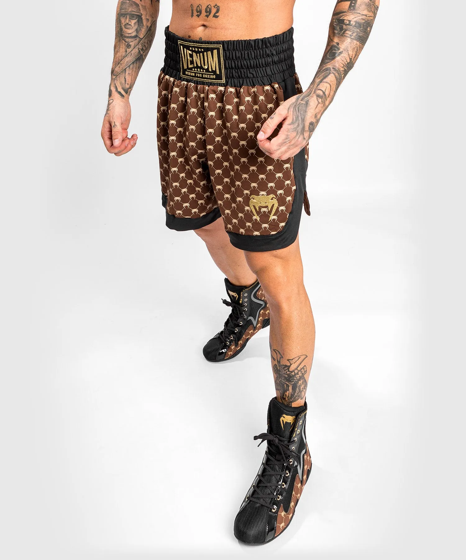 Venum Monogram Boxing Short - Black/Brown