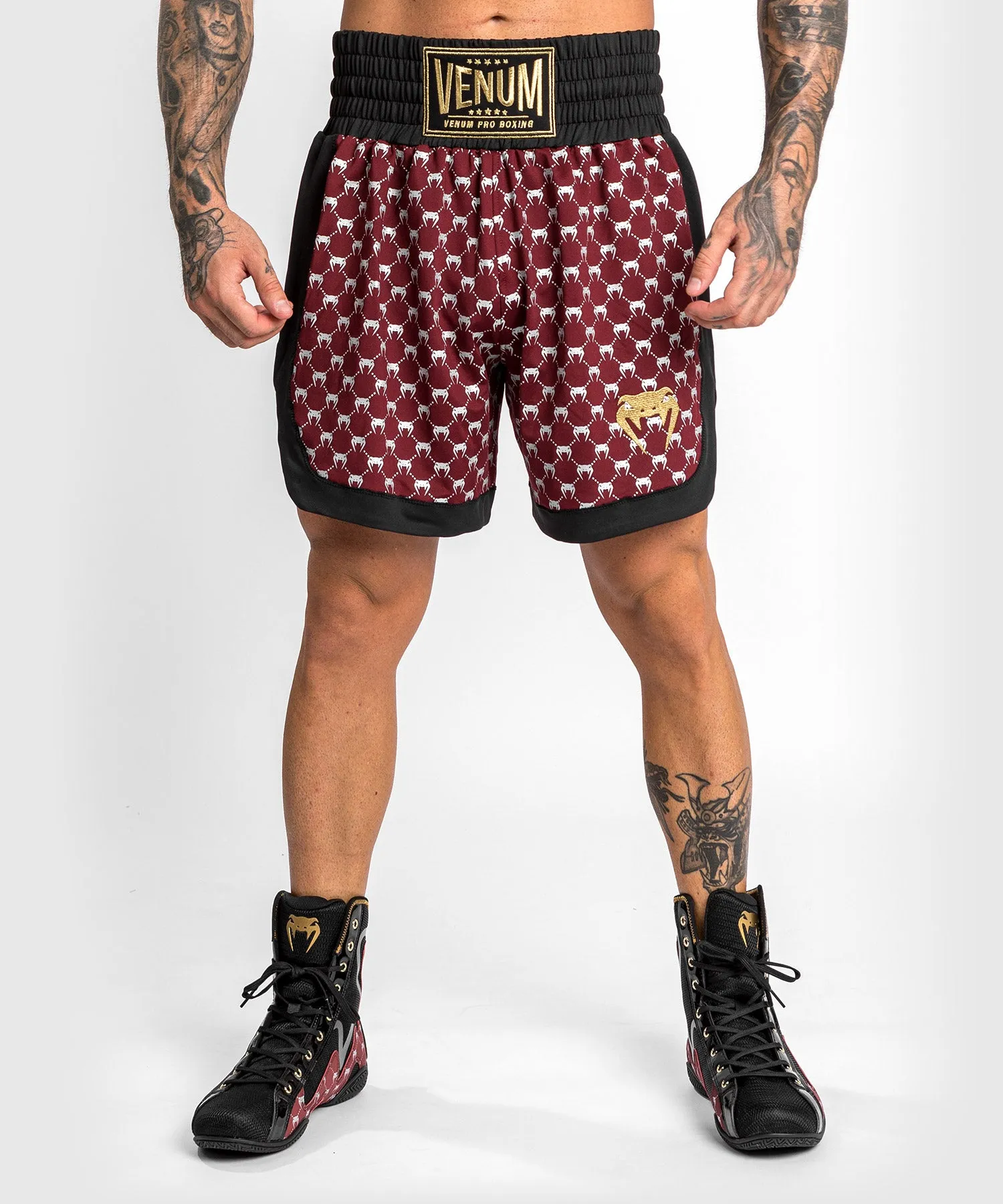 Venum Monogram Boxing Short - Black/Burgundy