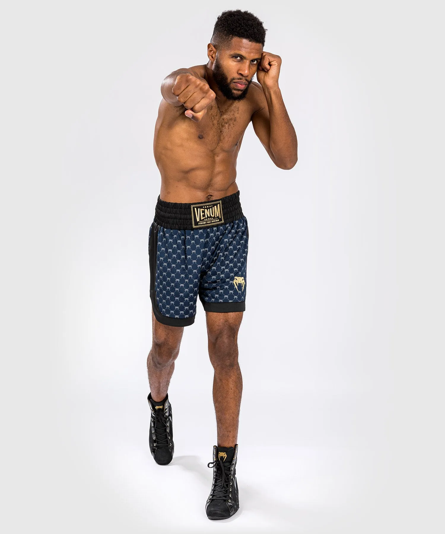 Venum Monogram Boxing Short - Black/Navy Blue