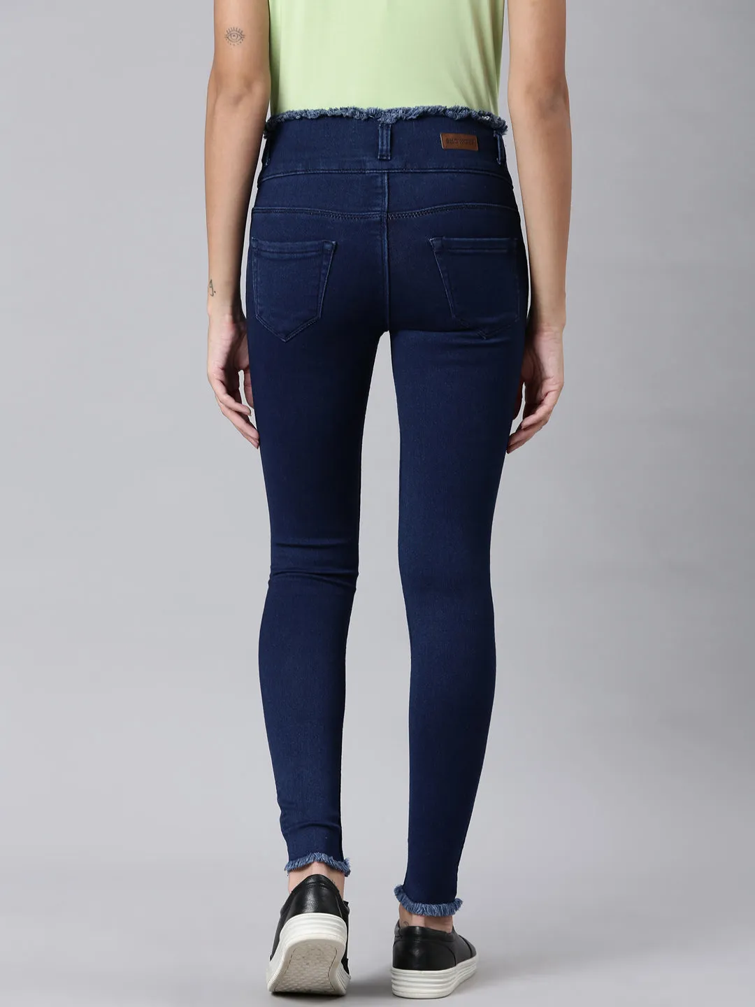 Women Blue Solid Skinny Fit Denim Jeans