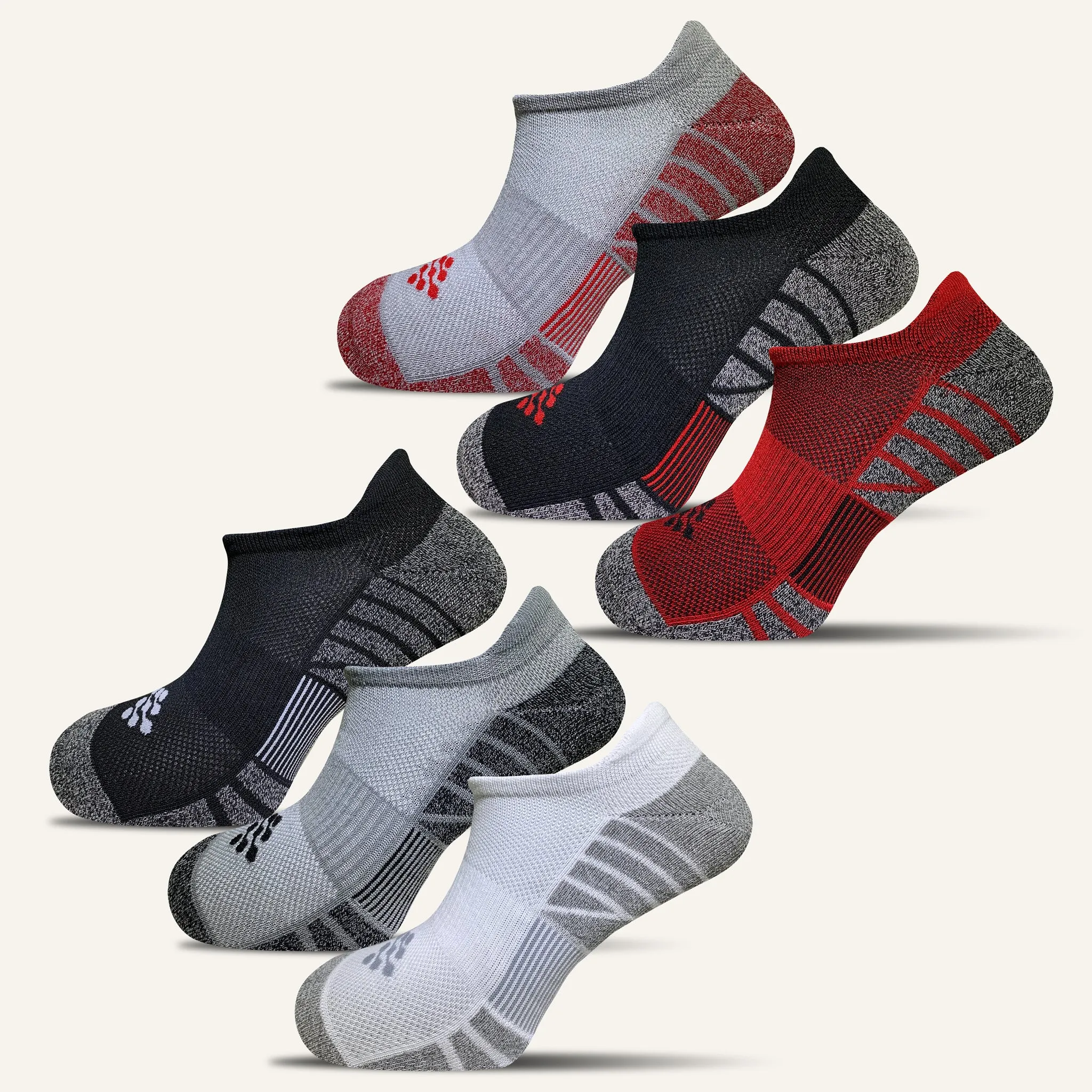 Women's Colorful Performance No Show Socks with Tab- 6 Pair