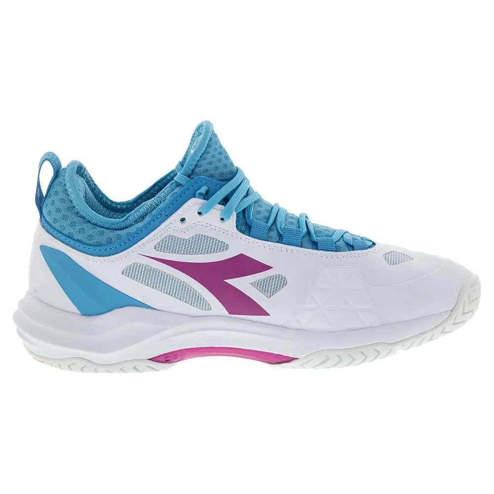 Women`s Speed Blushield Fly 3 Plus AG Tennis Shoes White and Aquarius