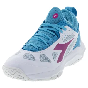 Women`s Speed Blushield Fly 3 Plus AG Tennis Shoes White and Aquarius