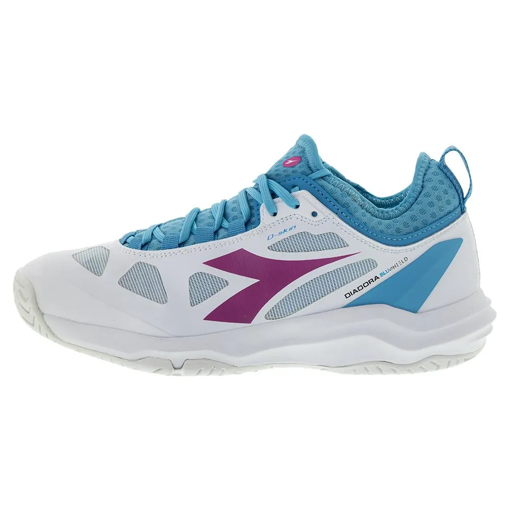 Women`s Speed Blushield Fly 3 Plus AG Tennis Shoes White and Aquarius