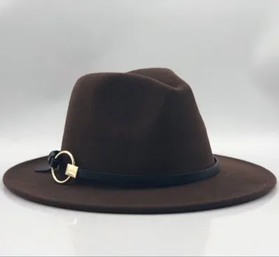 Wool Fedora Hat Hawkins Felt Cap Wide Brim Ladies Trilby Chapeu Feminino Hat Women Men Jazz Church Godfather Sombrero Caps