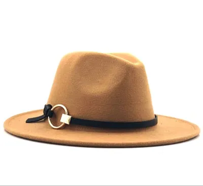 Wool Fedora Hat Hawkins Felt Cap Wide Brim Ladies Trilby Chapeu Feminino Hat Women Men Jazz Church Godfather Sombrero Caps