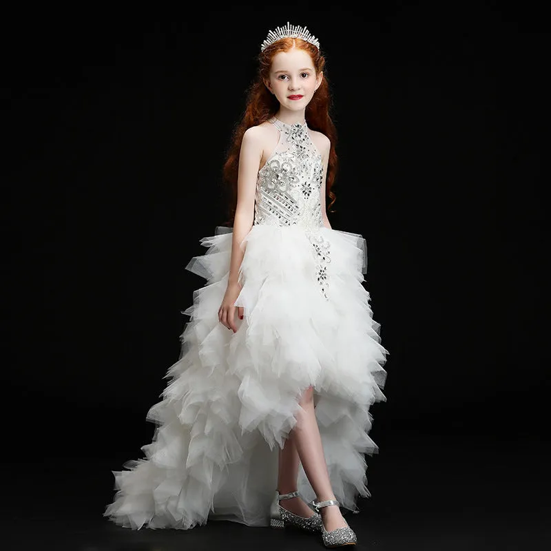 Xiangtuibao Children's Dress Princess Dress Women's Western Style Trailing Girl's Catwalk Wedding Dress Elegant Performance Wear Evening Dress
