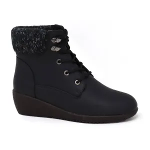 YOKI RANDY-101 Women's Knit Top Wedge Bootie